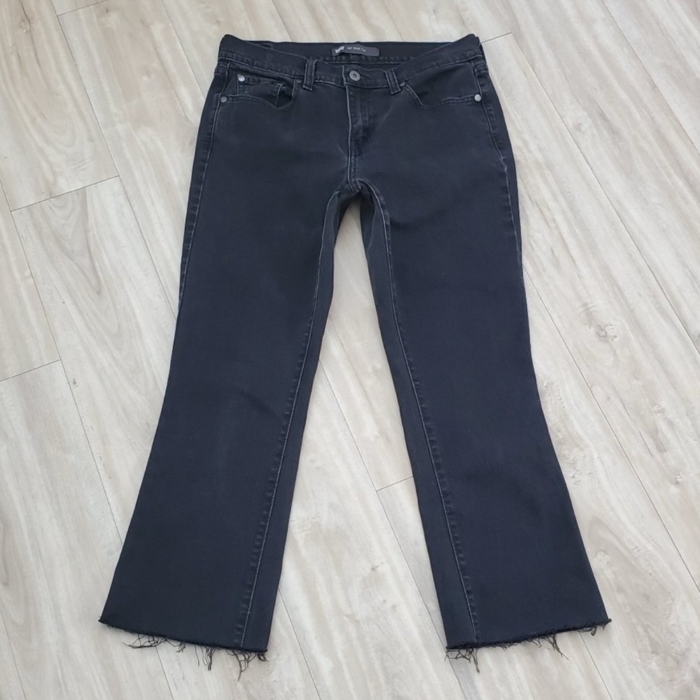 Levi's Black Bootcut Cropped Raw Hem Jeans